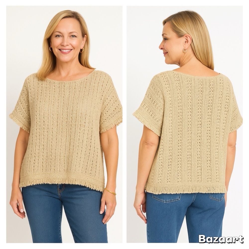 Gaynor Bongard Italian Open-Knit Poncho NWT